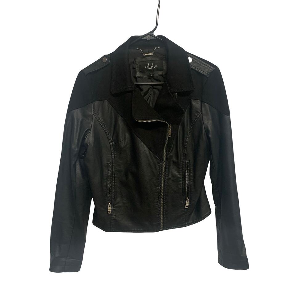 LA Coalition Black Faux Leather Moto Jacket Size L – Women’s faux Leather Biker